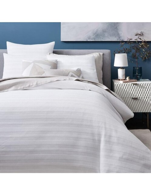 Duvet o Funda para Cojín Organic Dobby Ladder Stripe Blanco