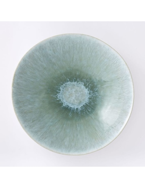 Plato ensalada Reactive Glaze Menta de cerámica