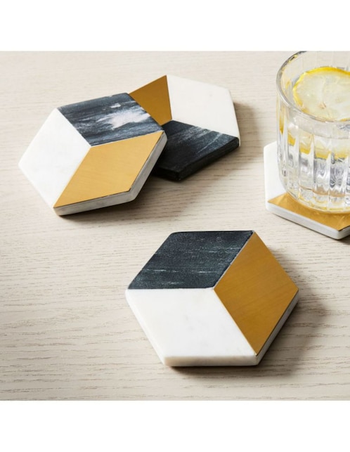 Set de portavasos Phineas de mármol 4 piezas
