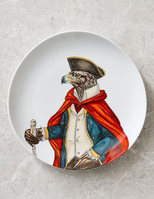 Plato ensalada West Elm Dapper Animal Works of Art Patriotic de porcelana