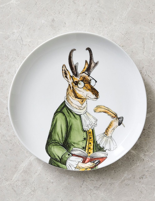 Plato ensalada West Elm Dapper Animal Works of Art Patriotic de porcelana