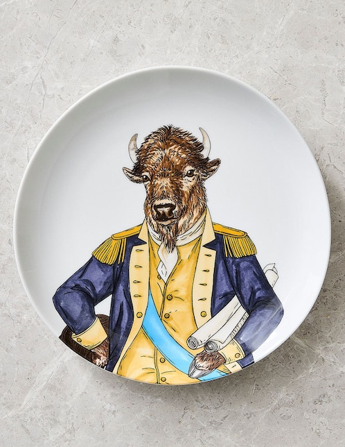 Plato ensalada West Elm Dapper Animal Works of Art Patriotic de porcelana