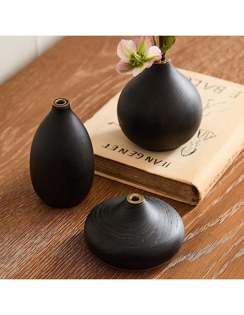 SET FLORERO WREN VASE NEGRO