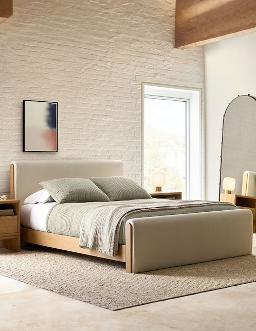 Cama Asher West Elm de madera queen size
