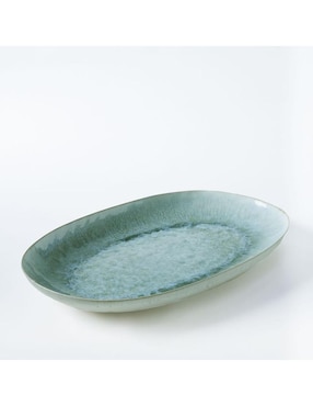 Plato ensalada Reactive Glaze Menta de cerámica