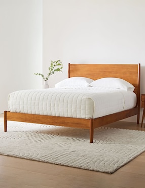 Cama Mid Century de madera queen size