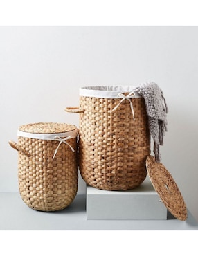 Canasto para ropa Round Weave de jacinto de agua