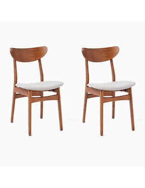 Set silla 2 piezas Classic Café de madera y tela