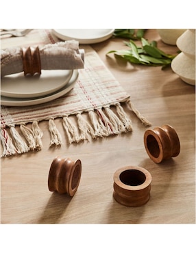 Set aro servilleta Grooved Wood