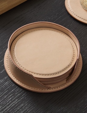 Set de portavasos Leather Coasters de cuero 4 piezas