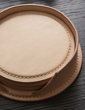 Set de portavasos Leather Coasters de cuero 4 piezas