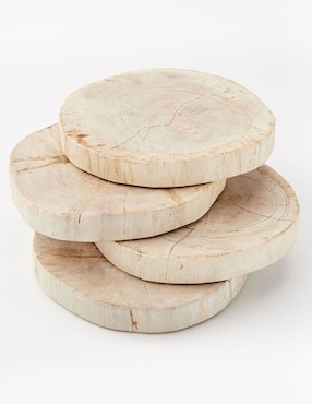 Set de portavasos Petrified Wood de madera 4 piezas