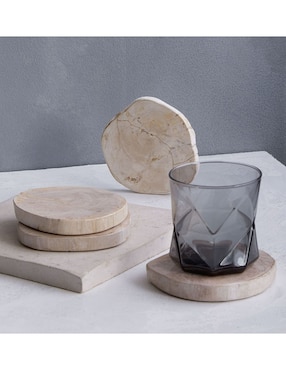 Set de portavasos Petrified Wood de madera 4 piezas