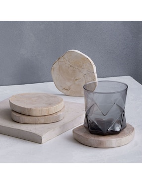 Set de portavasos Petrified Wood de madera 4 piezas