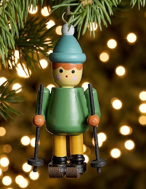 Ornamento navideño muñeco Wood Skier
