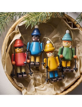Ornamento navideño muñeco Wood Skier
