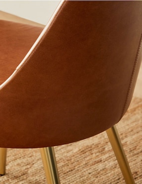 Silla sin brazos Mid-Century de cuero