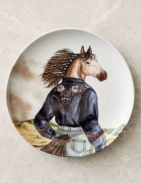 Plato ensalada Dapper Animal Western de porcelana