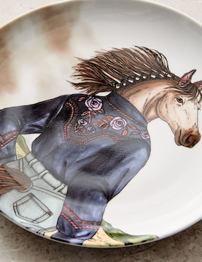 Plato ensalada Dapper Animal Western de porcelana