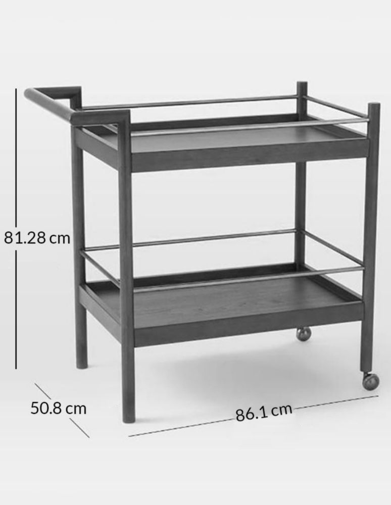 Carro de bar cocina Mid Century madera 10