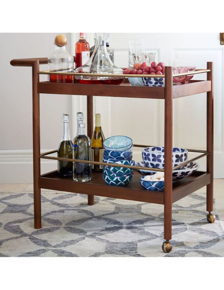 Carro de bar cocina Mid Century madera 4