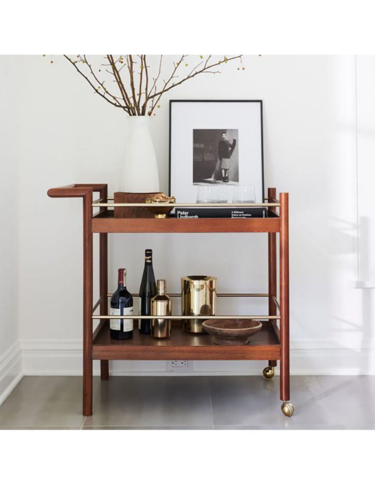 Carro de bar cocina Mid Century madera 8