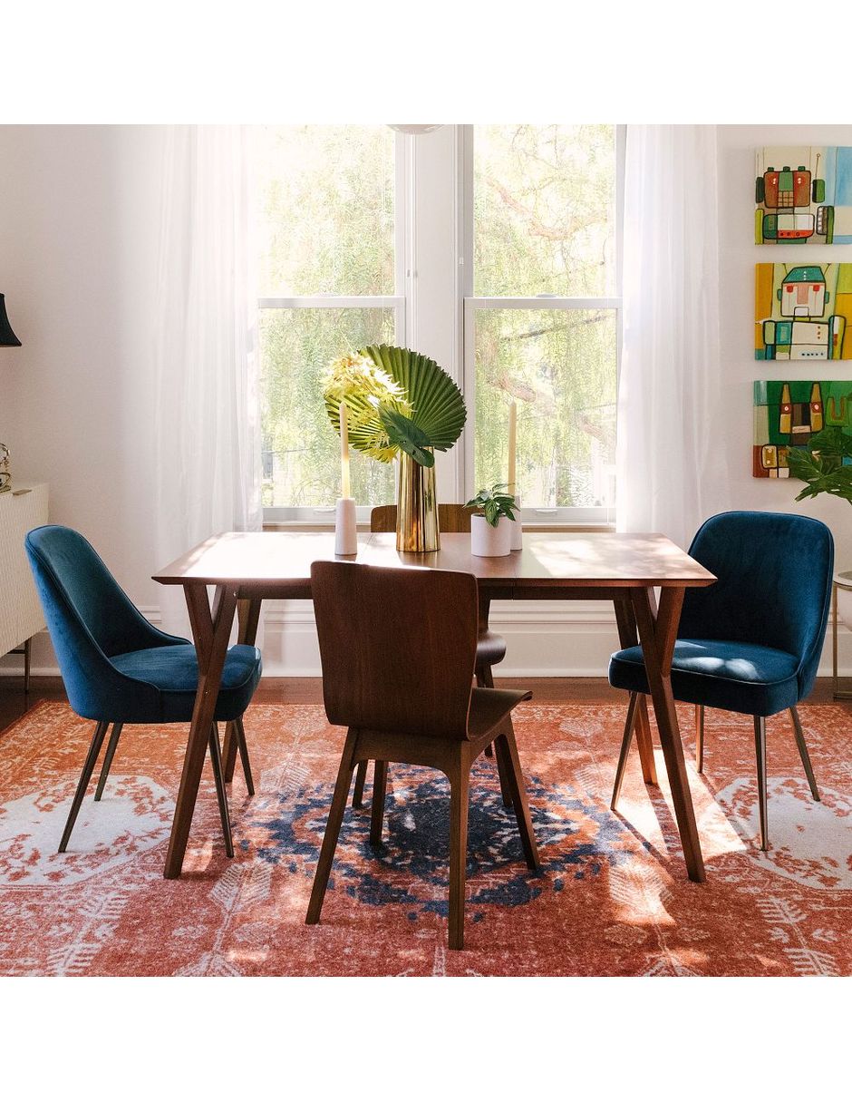 Silla Mid-Century de terciopelo