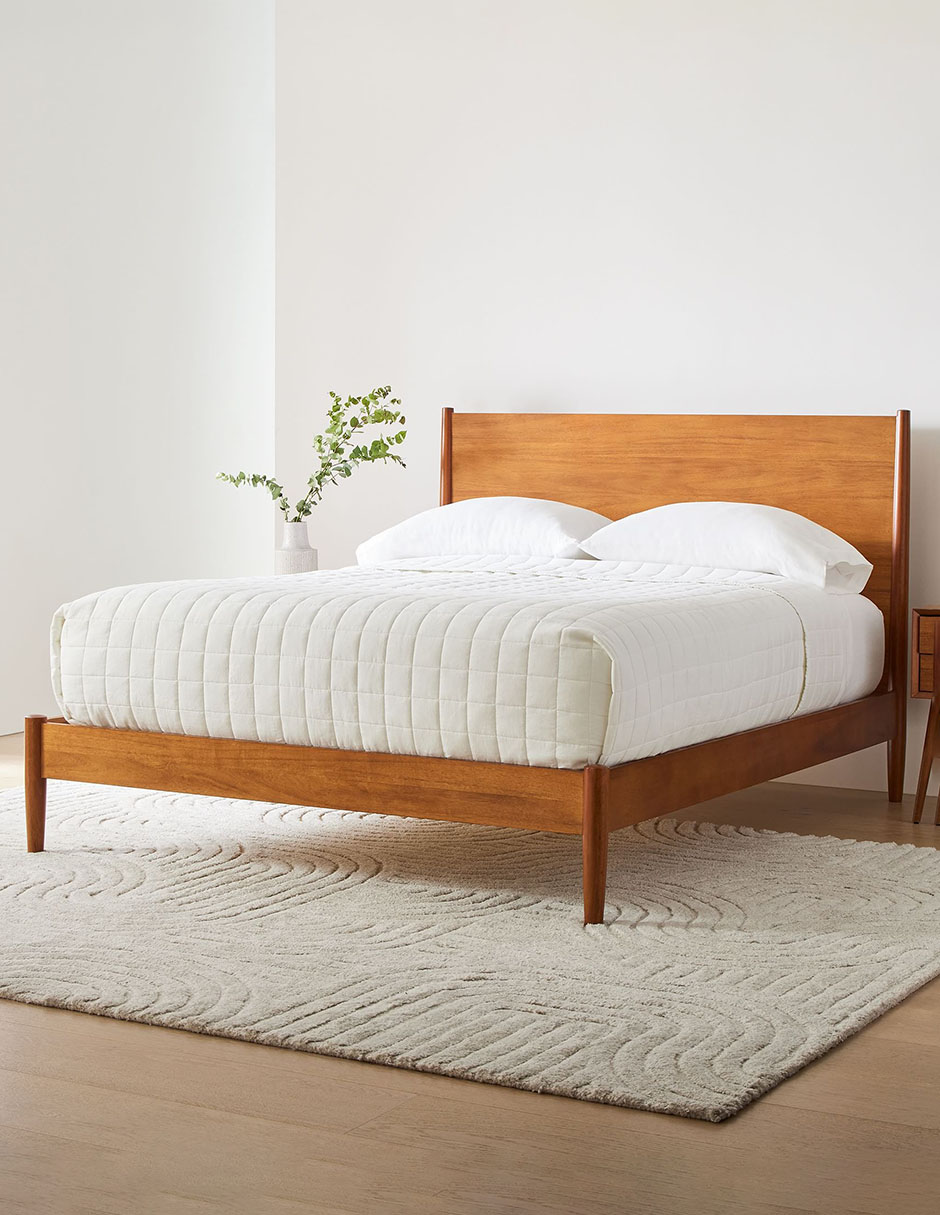 Cama Mid Century de madera queen size
