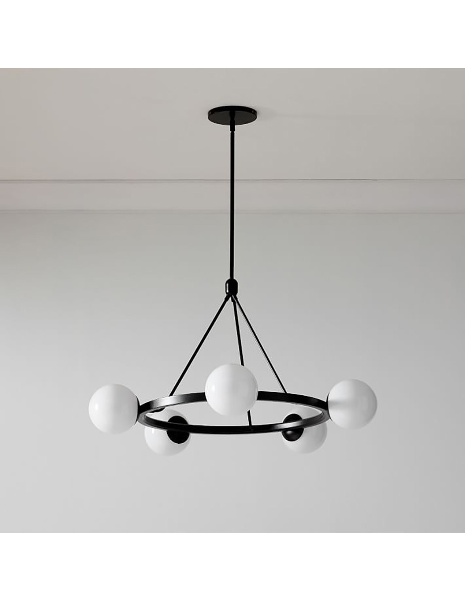 CHANDELIER HAYES 5 LUCES CIRCULAR NEGRO