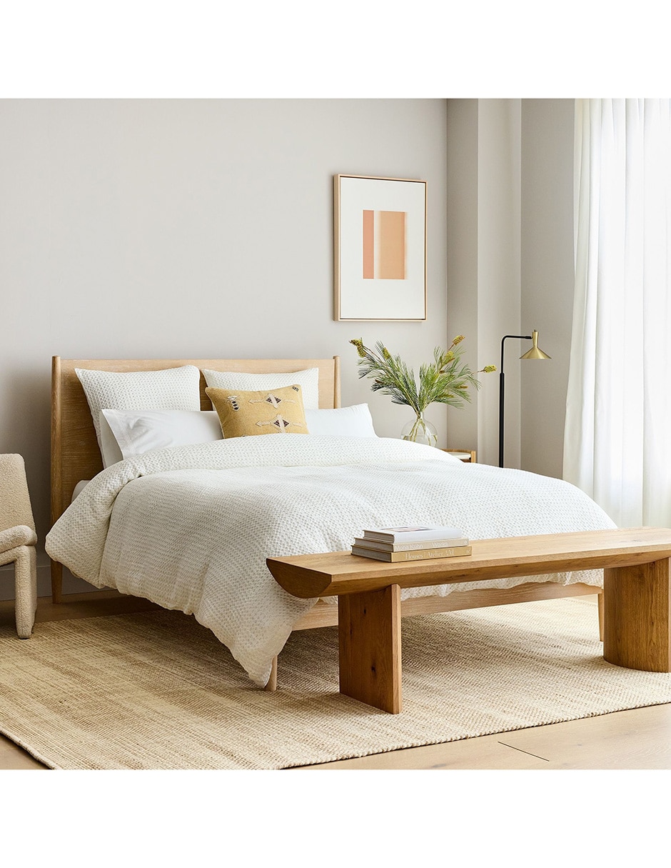 Cama Mid-Century de madera individual