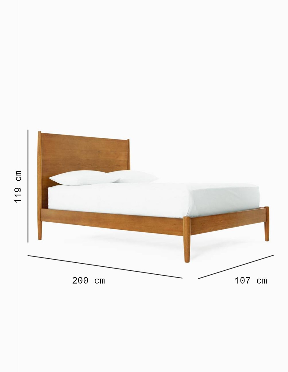 Cama Mid-Century de madera individual 3