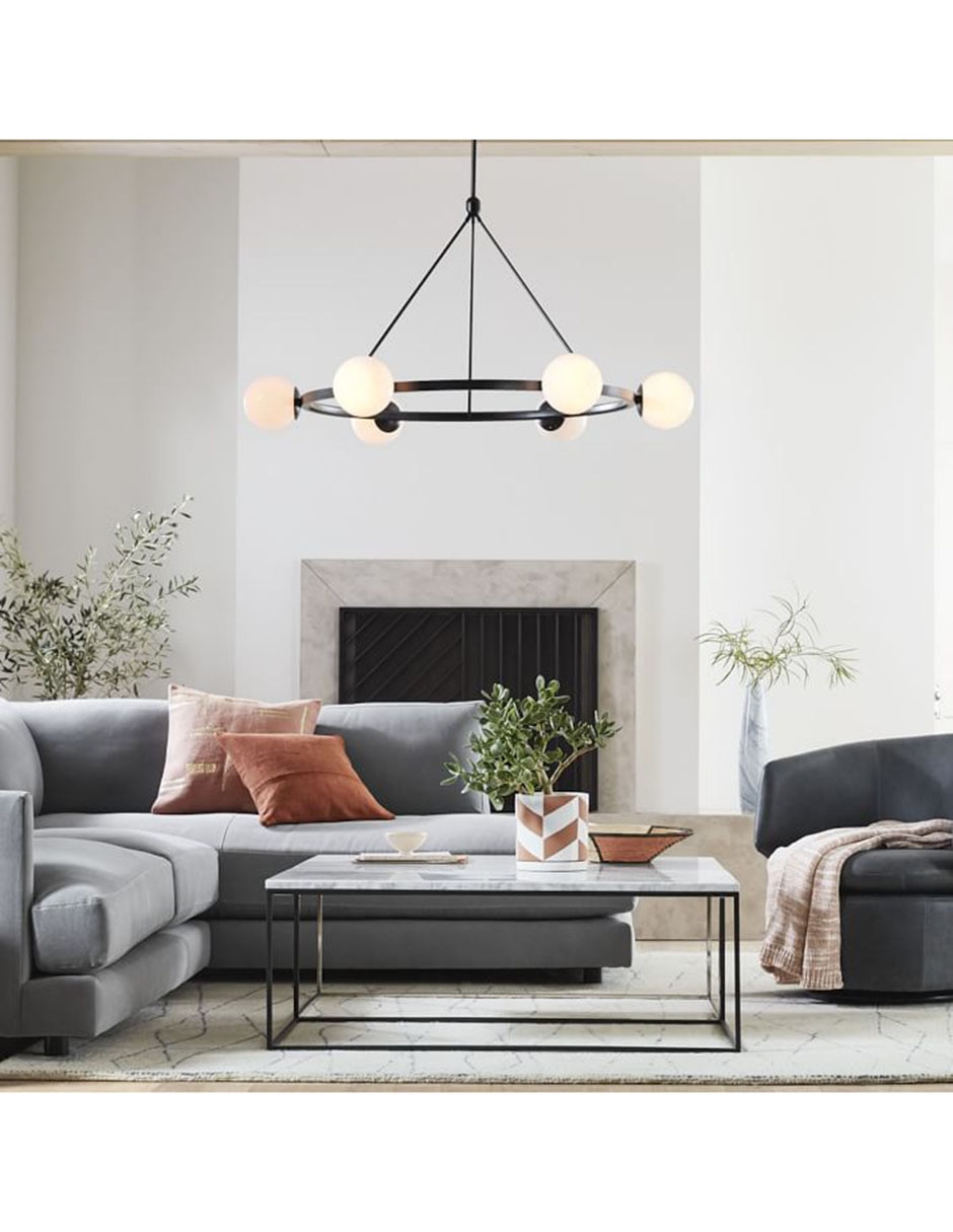 CHANDELIER HAYES 6 LUCES CIRCULAR NEGRO