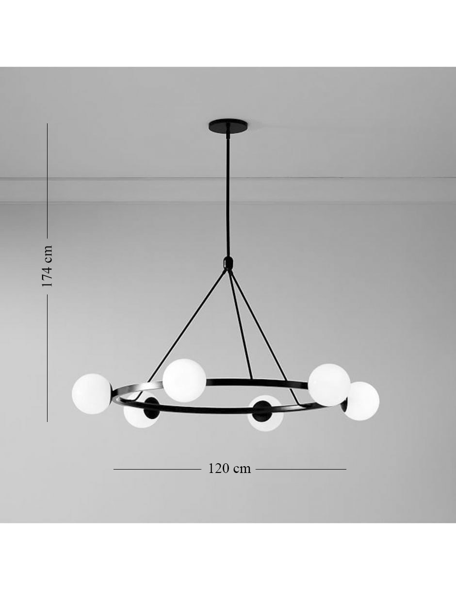 CHANDELIER HAYES 6 LUCES CIRCULAR NEGRO