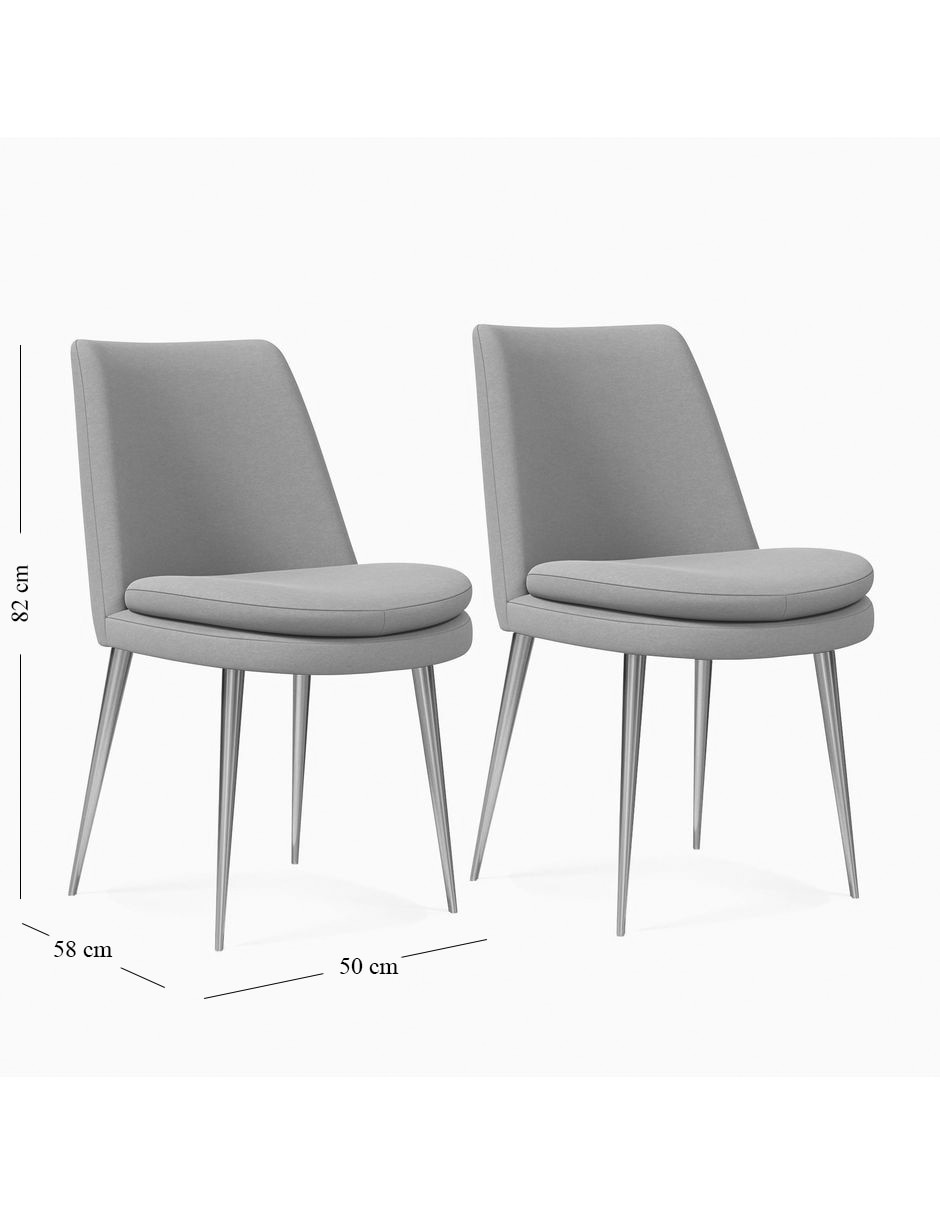 Set silla 2 piezas Finley Low-Back de metal y tela 2