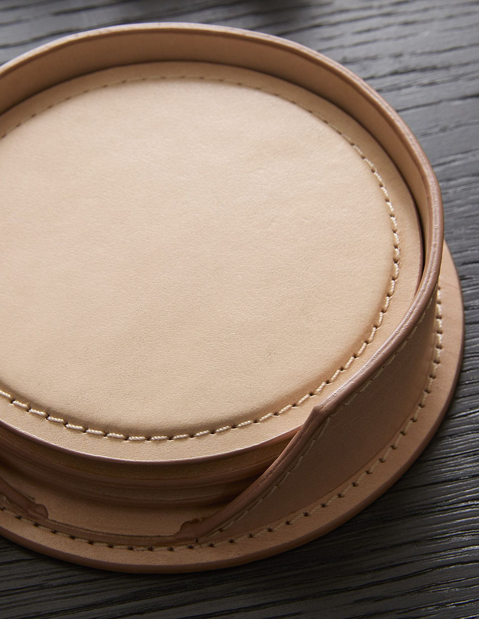 Set de portavasos Leather Coasters de cuero 4 piezas 2