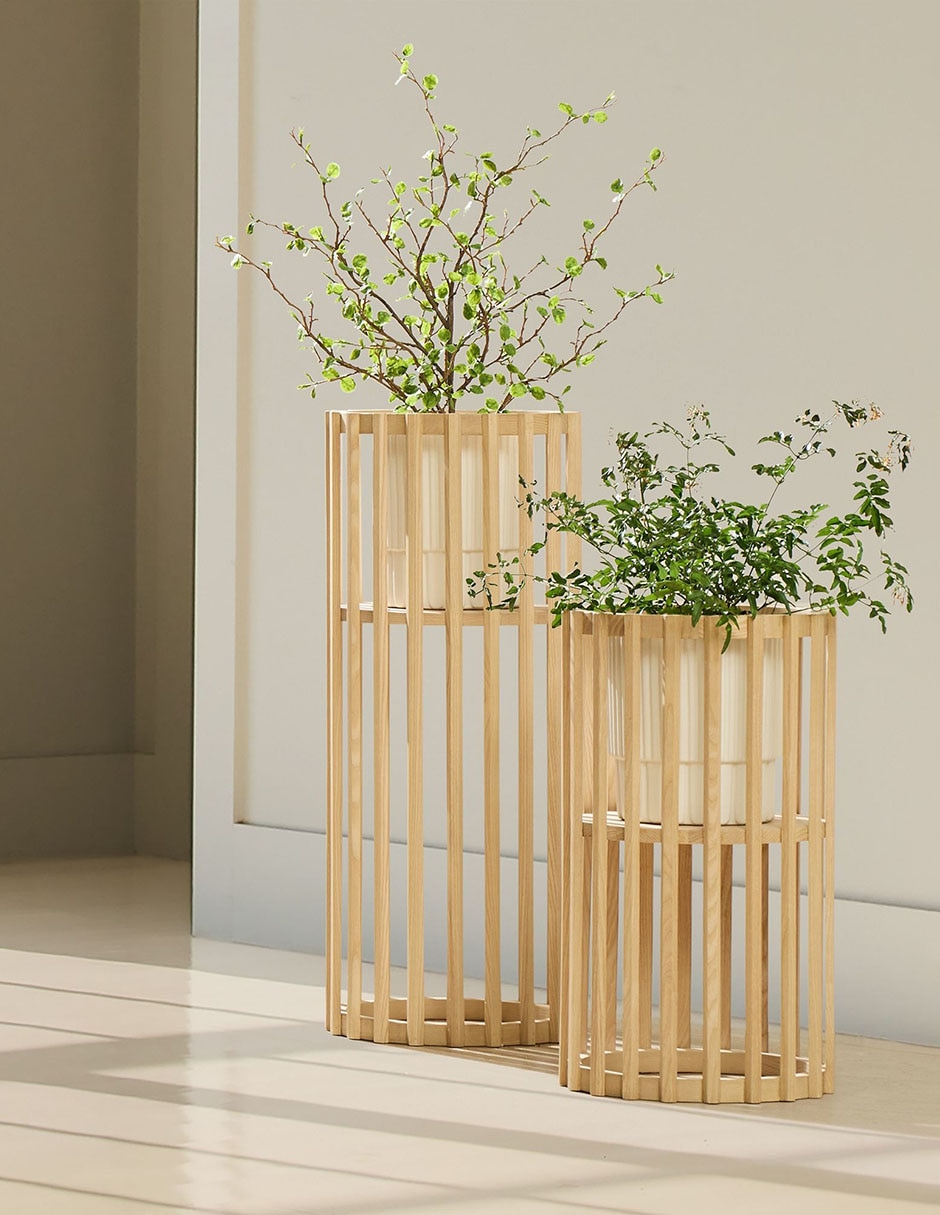 Base para maceta Slatted Wood de madera 2