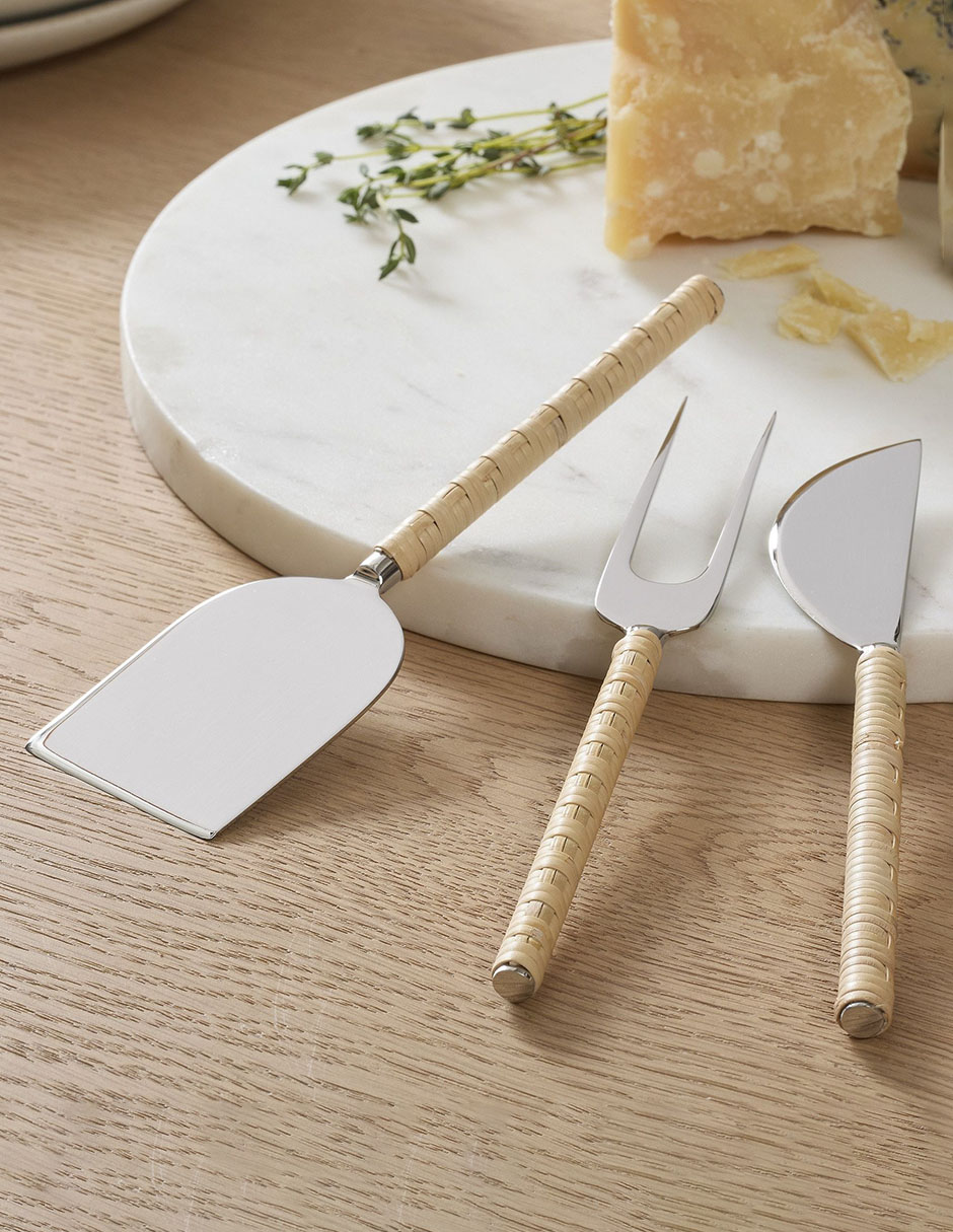 Set de cuchillos para quesos rattan 3 piezas