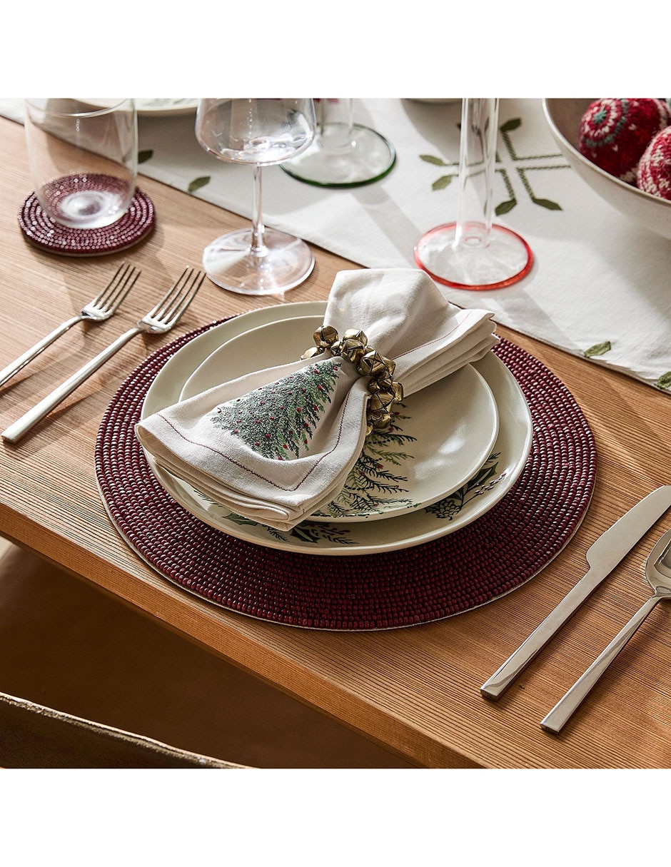Mantel redondo de madera Beaded 3