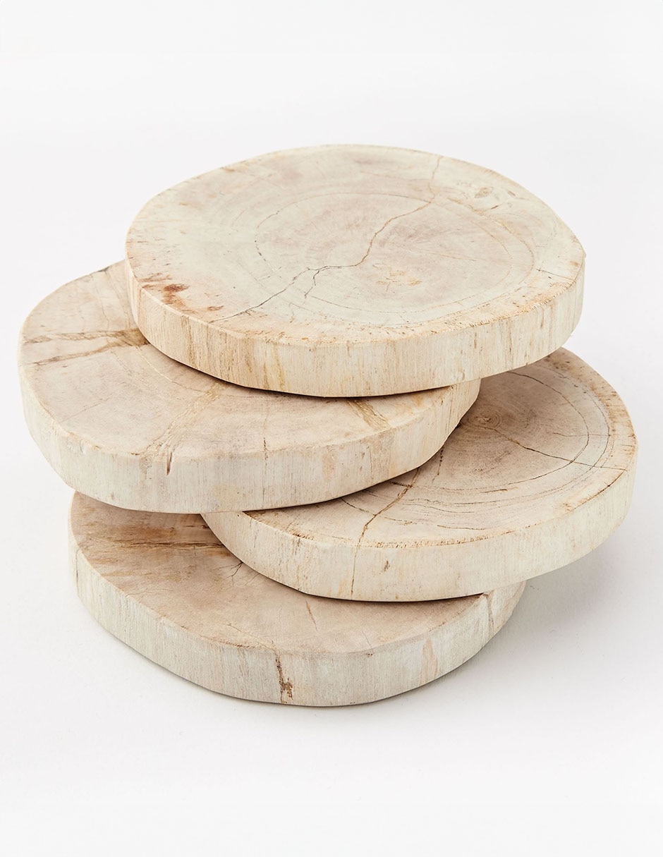 Set de portavasos Petrified Wood de madera 4 piezas