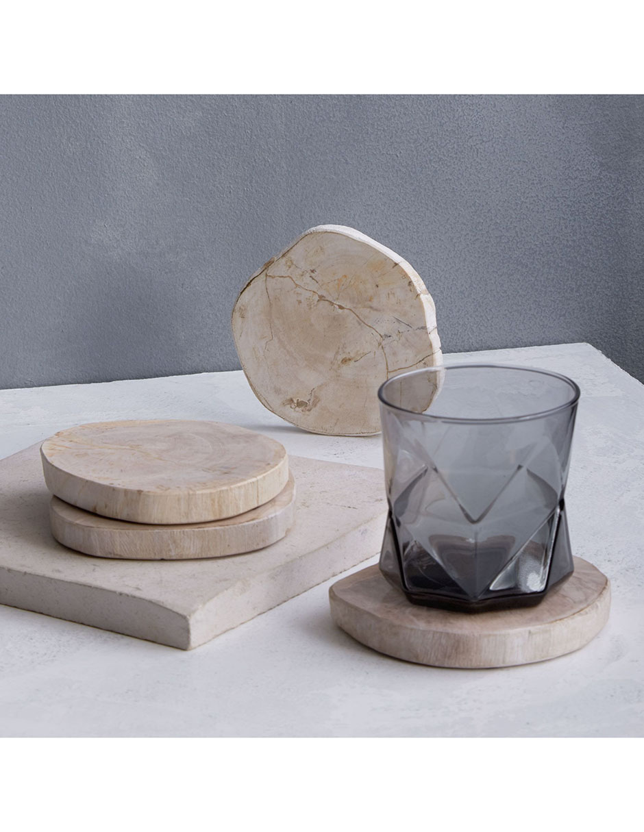 Set de portavasos Petrified Wood de madera 4 piezas 3