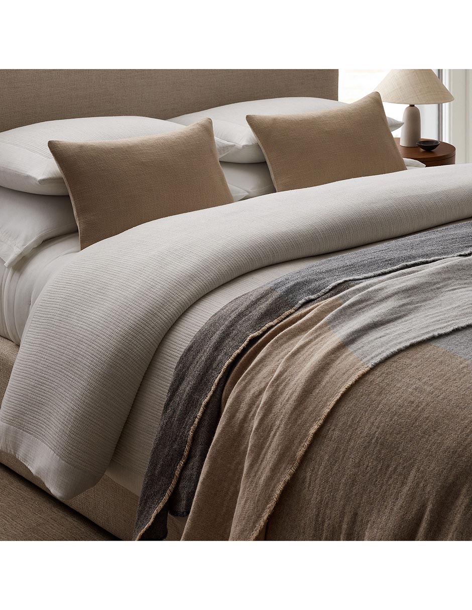 COBIJA COLOR BLOCK WARM HANDED QS GRIS