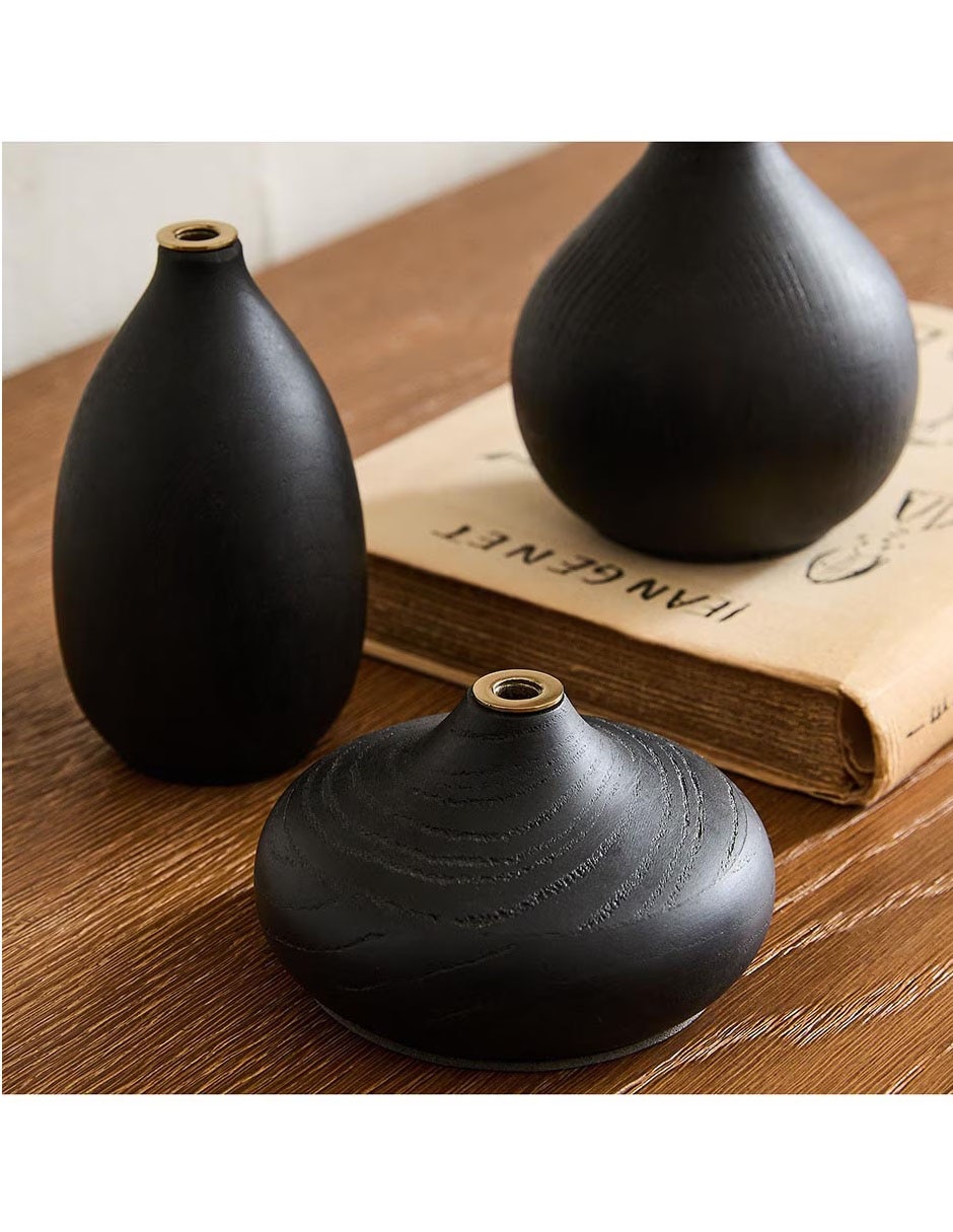 SET FLORERO WREN VASE NEGRO