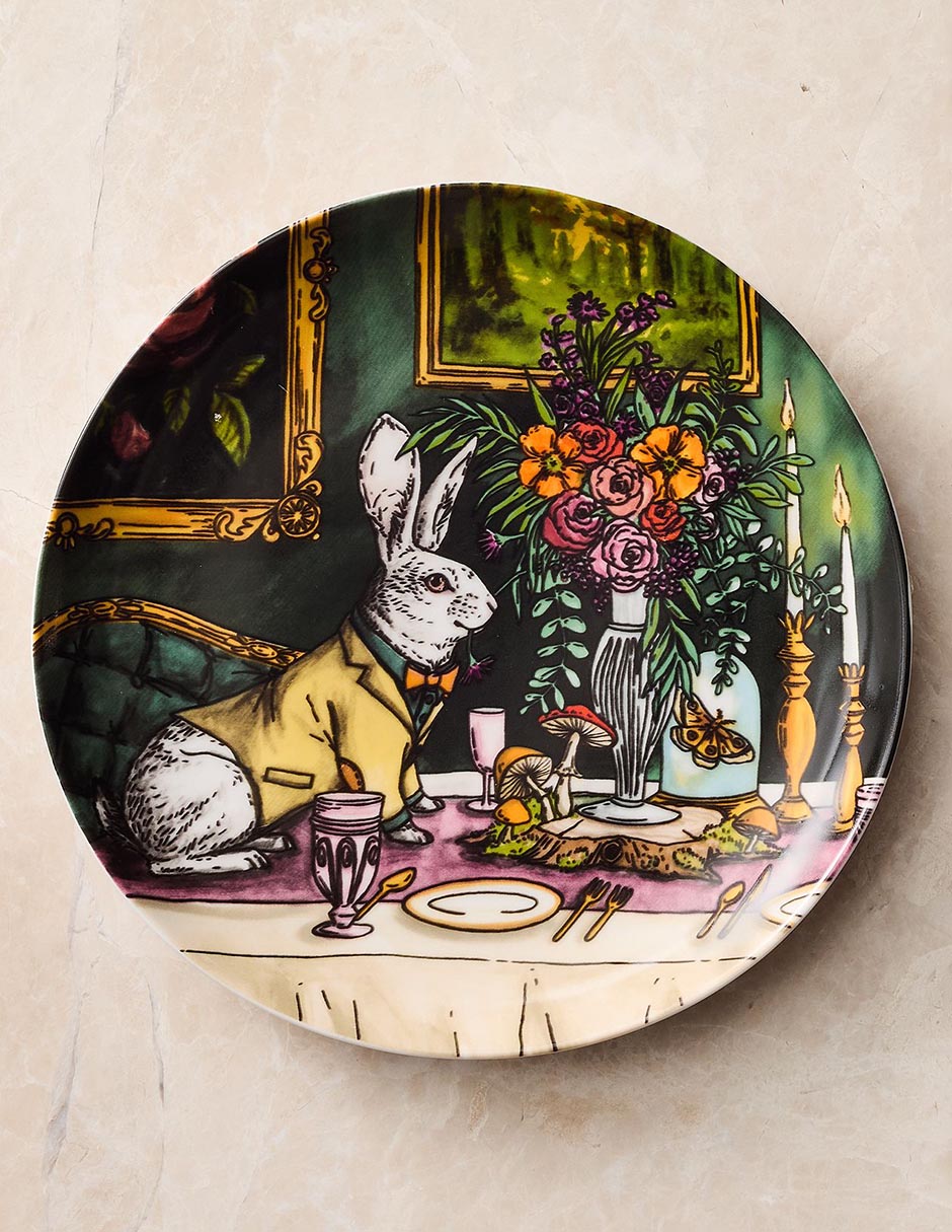 Plato ensalada Dapper Holiday de porcelana