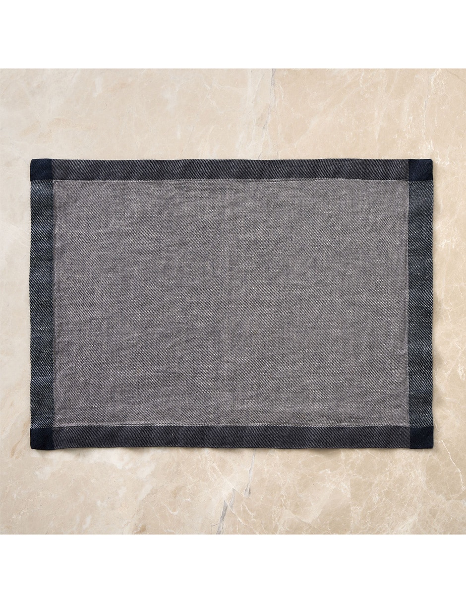 Set mantel individual de lino Contrast Border 1