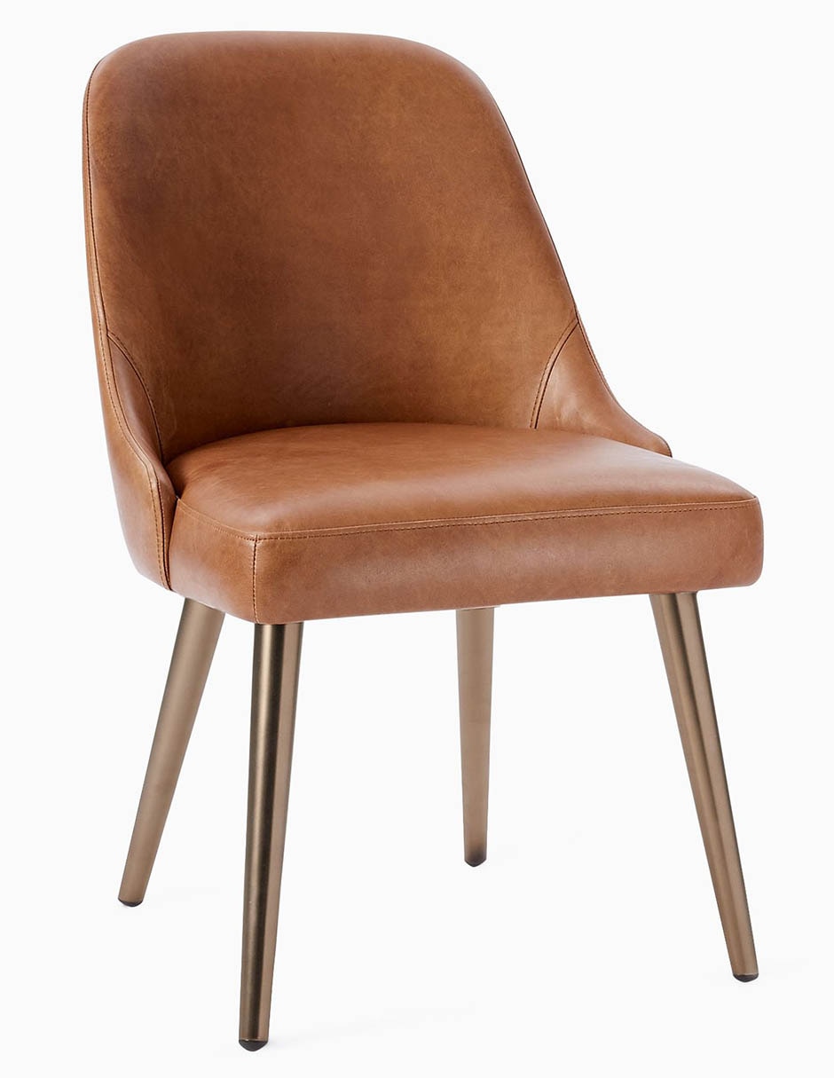 Silla sin brazos Mid-Century de cuero