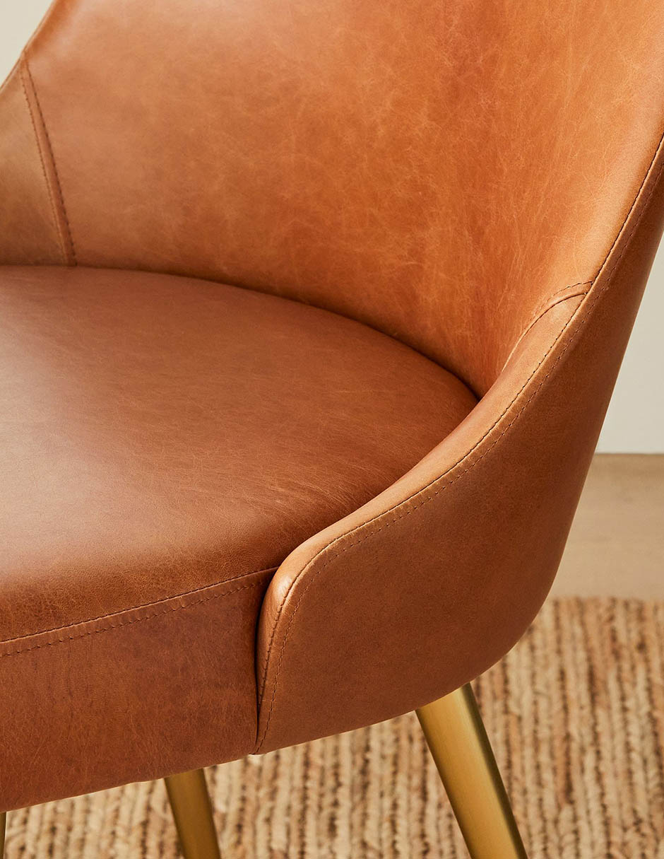 Silla sin brazos Mid-Century de cuero 2