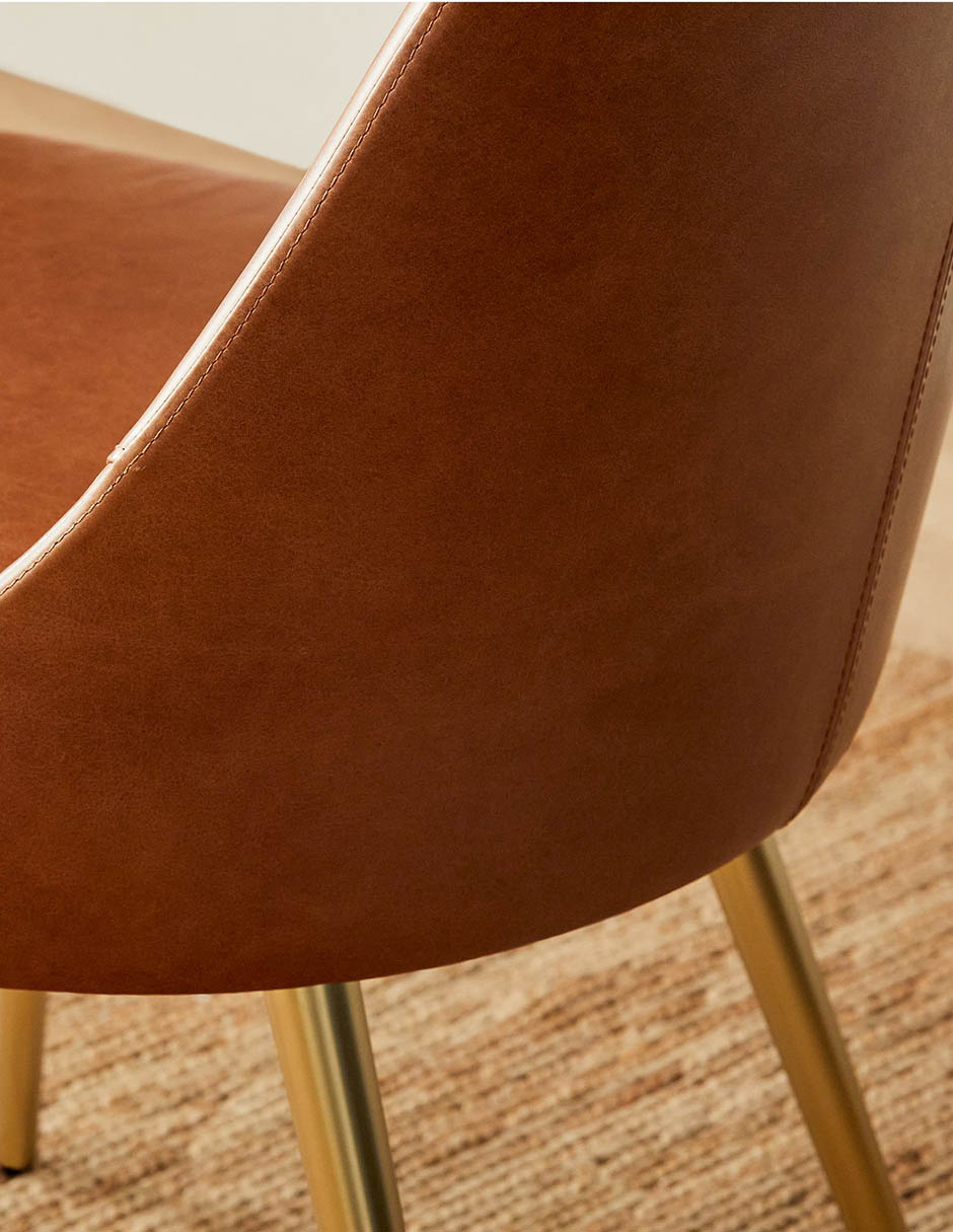 Silla sin brazos Mid-Century de cuero 3