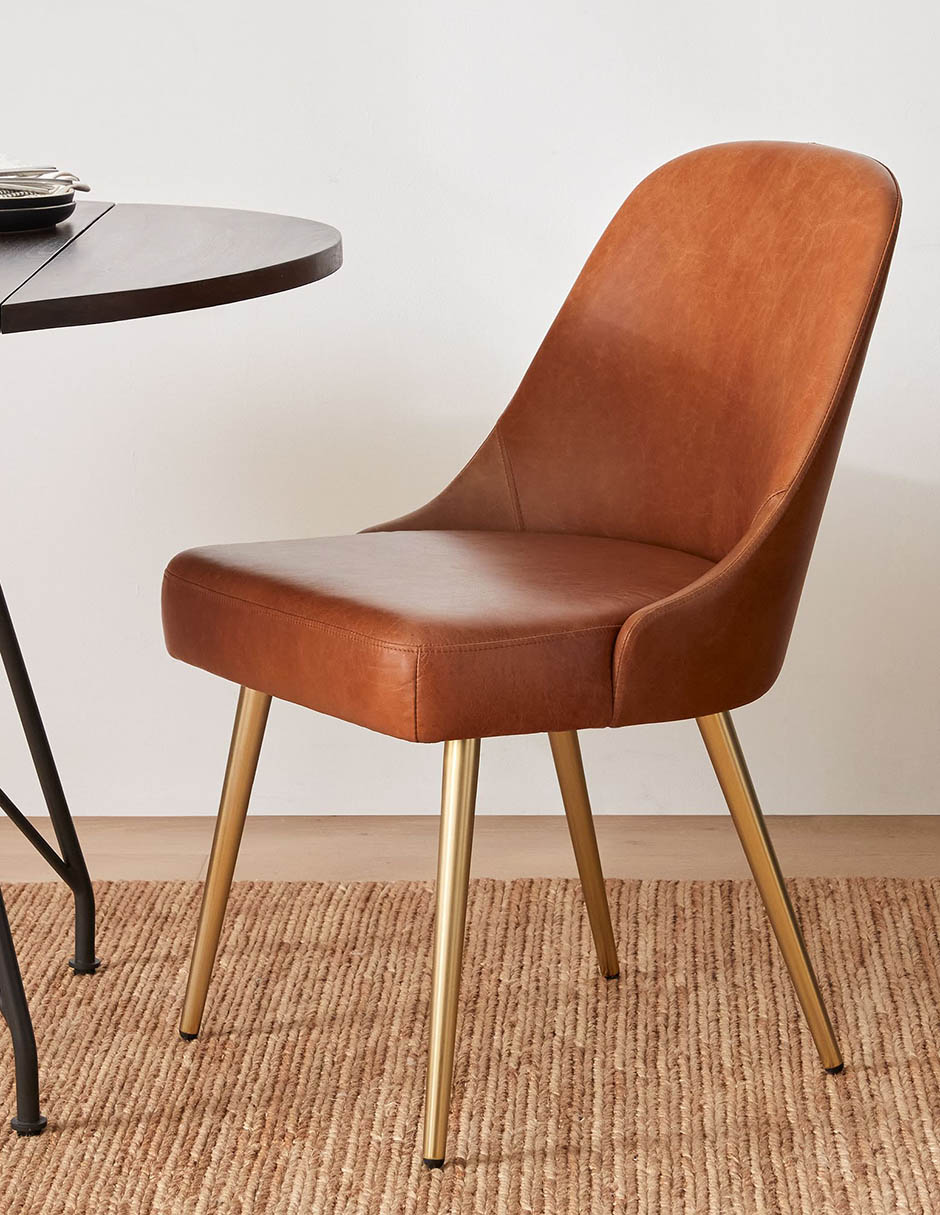 Silla sin brazos Mid-Century de cuero 4