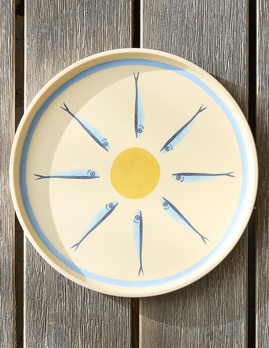 Set de plato para ensalada Sardine de melamina 4 piezas